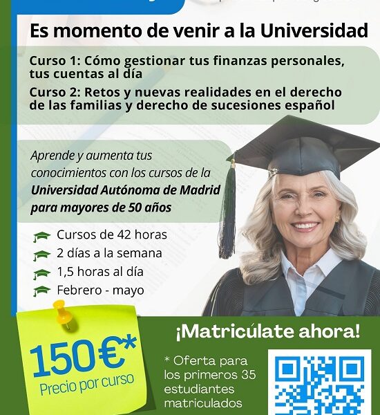 Inscripciones para nuevos para cursos del Aula UAM+50 de Colmenar Viejo